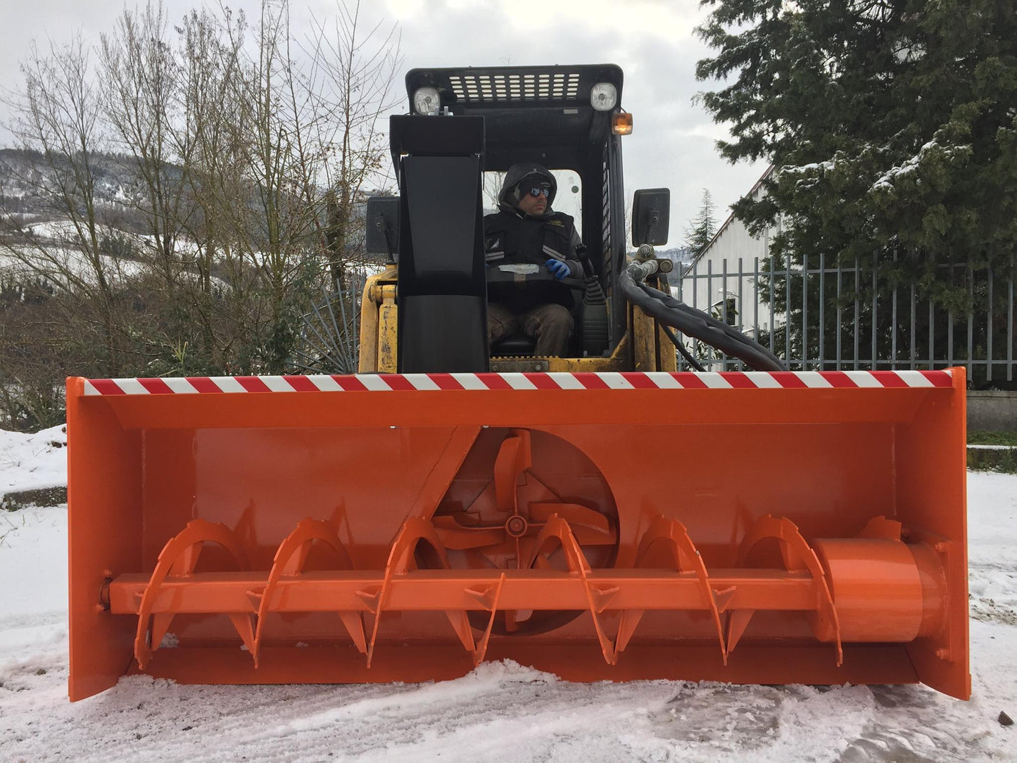 Mazio Winter Tools Two Stages Snow Blowers | Working Width 61"-98.4" | Hydraulic Flow Range 15-24 GPM | For Skid Steer Loaders