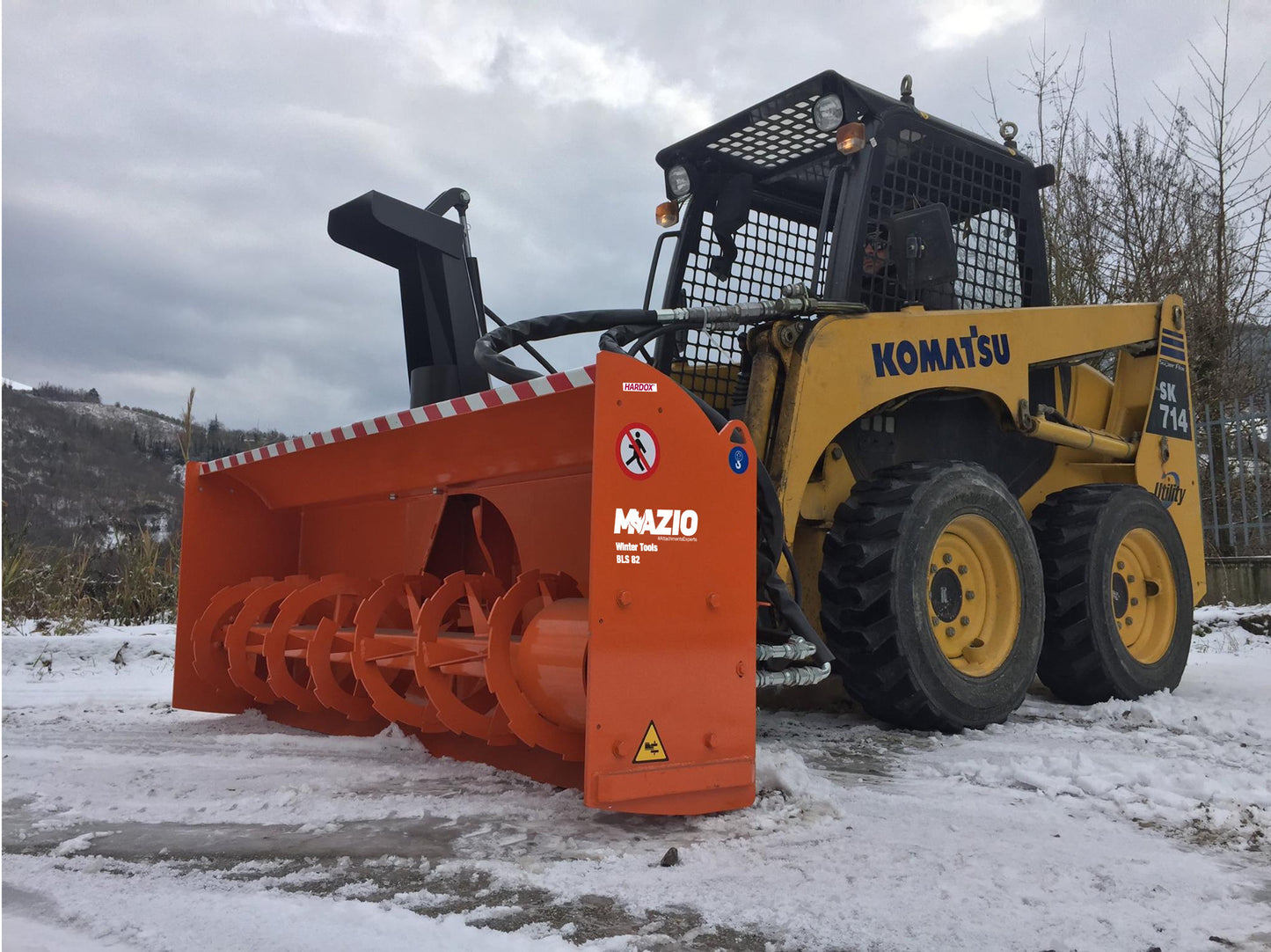 Mazio Winter Tools Two Stages Snow Blowers | Working Width 61"-98.4" | Hydraulic Flow Range 15-24 GPM | For Skid Steer Loaders