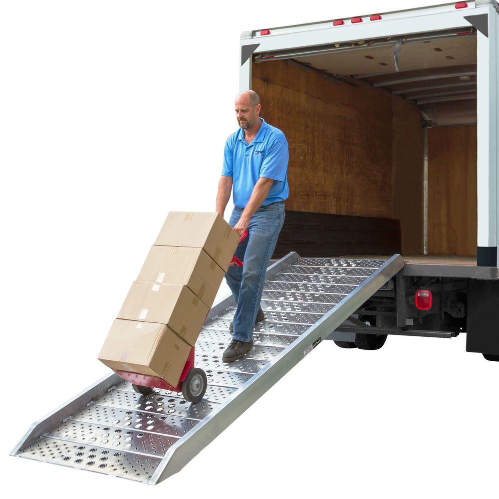 Heavy Duty Ramps Aluminum Punch Plate Walk Ramp | Model 01-37-X-06-Walk | Size 40.5" W x 5" H | Horsepower 23 HP | For Heavy Equipment