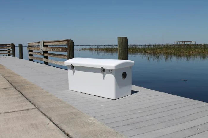 RIO MARINE CUSTOMS | Dock Box | Rough Water | Model RWDB60LP | 60" W x 24" H x 22" D | For Narrow Docks