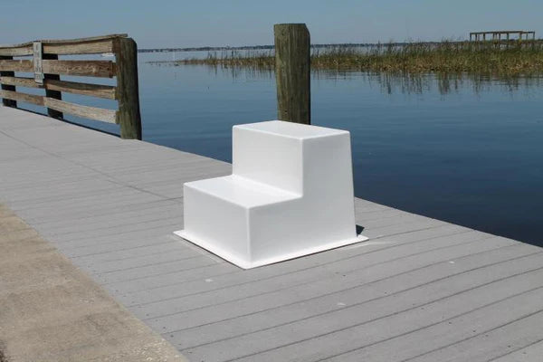 RIO MARINE CUSTOMS | Boarding Step | 2 Step Fiberglass | Model CMS02 | 25" W x 23" D x 20" H | Safe and Convenient Access | For Dock & Deck
