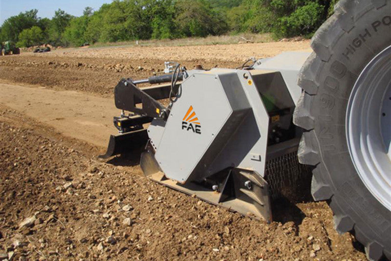 FAE | STCH Stone Crusher | Models 200 To 250 | Widths 82" To 100" | Fixed-Tooth Rotor | Crushed Rock Depth 10" | Horsepower 280 To 400 HP | For Tractors