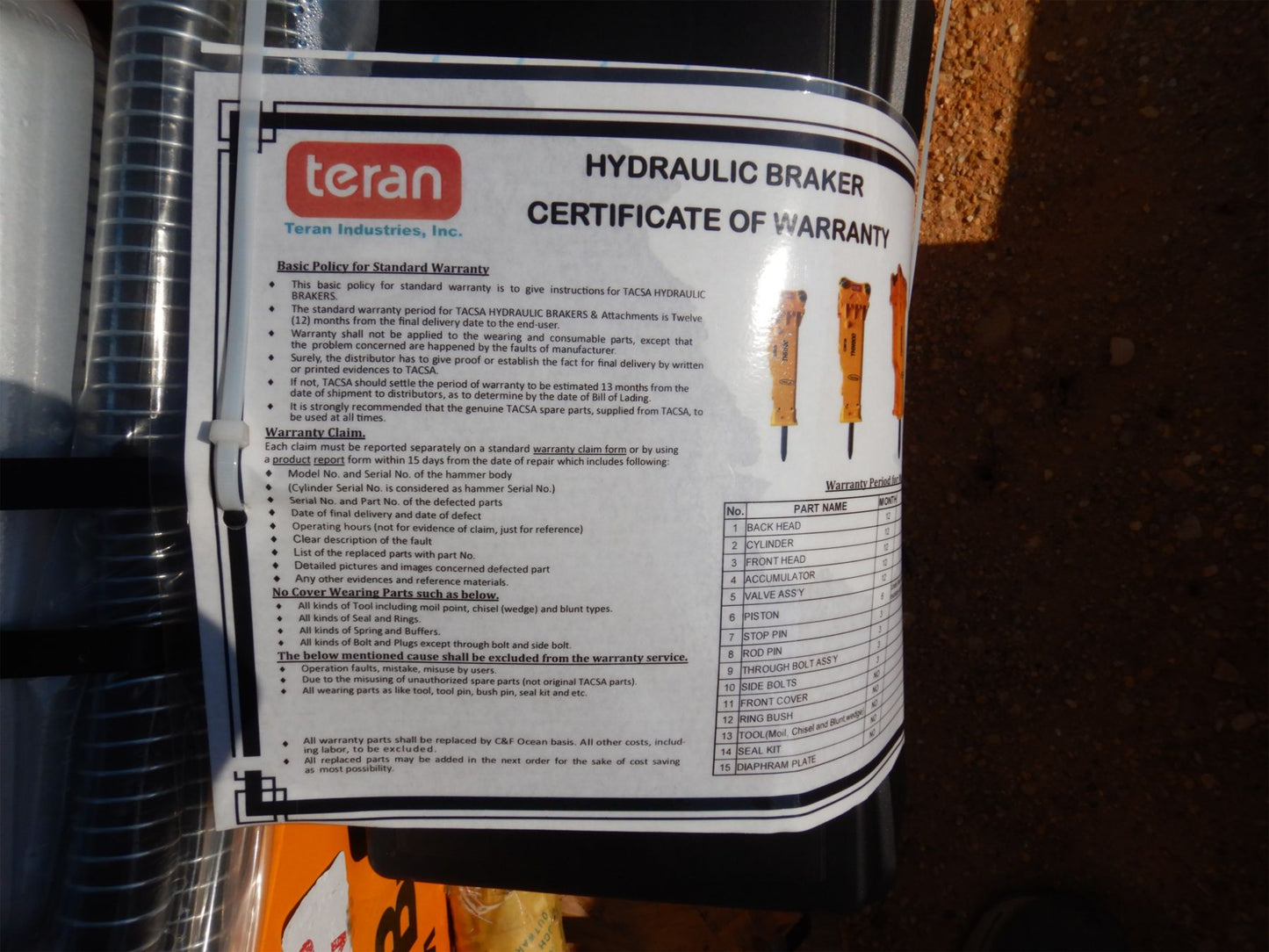 TERAN THH300B-305 Hydraulic Breaker CAT305, Excavator Attach