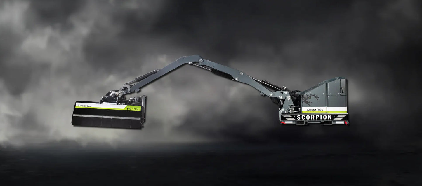 GreenTec Limb Trimmer High Reach | Scorpion 430 Plus w/ LRS1602 Quadsaw Limb Trimmer | Cutting Width 5'3" | Hydraulic Flow Range 25-52 GPM | For Skid Steers