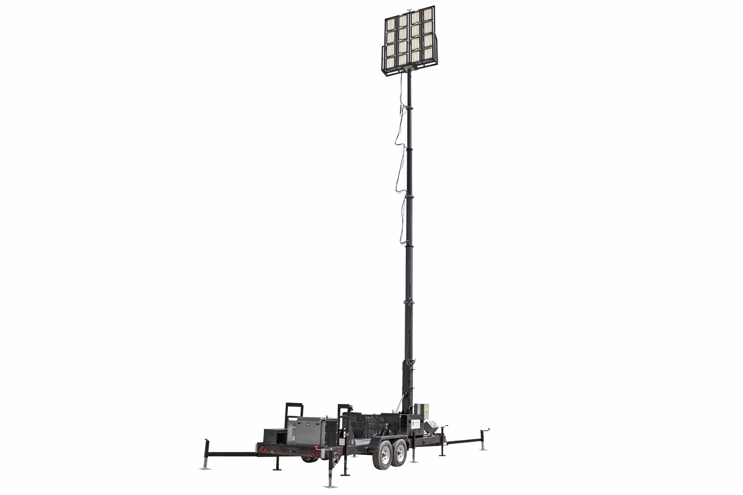 Larson Electronics 50' Pneumatic Megatower™ on 21 Foot Trailer - (16) 500 Watt LED Lights - 11KW Genset - 110 Gallons