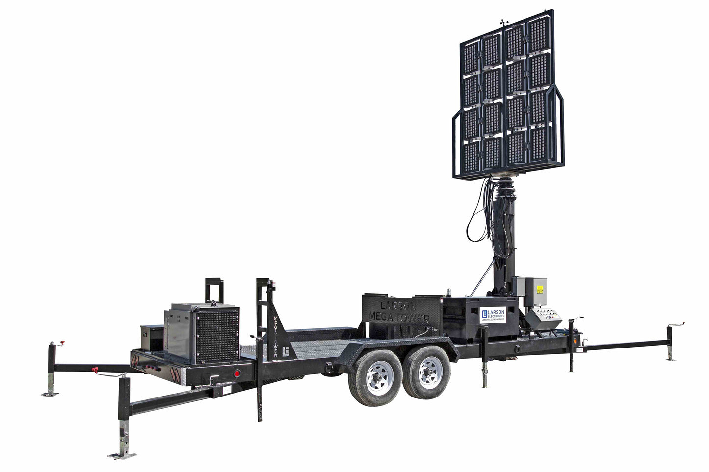 Larson Electronics 50' Pneumatic Megatower™ on 21 Foot Trailer - (16) 500 Watt LED Lights - 11KW Genset - 110 Gallons