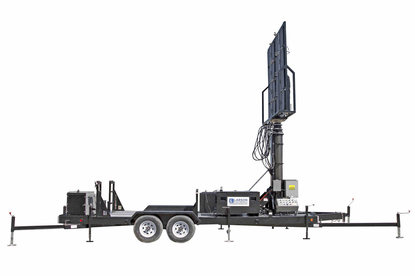 Larson Electronics 50' Pneumatic Megatower™ on 21 Foot Trailer - (16) 500 Watt LED Lights - 11KW Genset - 110 Gallons