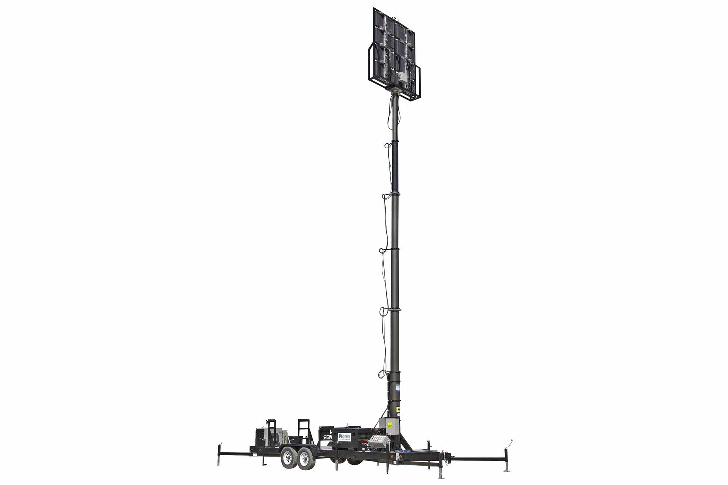 Larson Electronics 50' Pneumatic Megatower™ on 21 Foot Trailer - (16) 500 Watt LED Lights - 11KW Genset - 110 Gallons