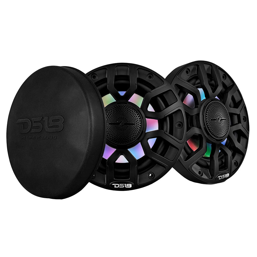 DS18 65 2Way Coaxial Marine Speakers wDigital LED Lights Bullet