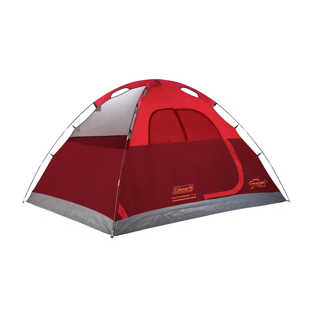 red tent company Coleman 4Person Flatwoods II Lightweight Dome Camping Tent Red 2207389 –  Ripping It Outdoors
