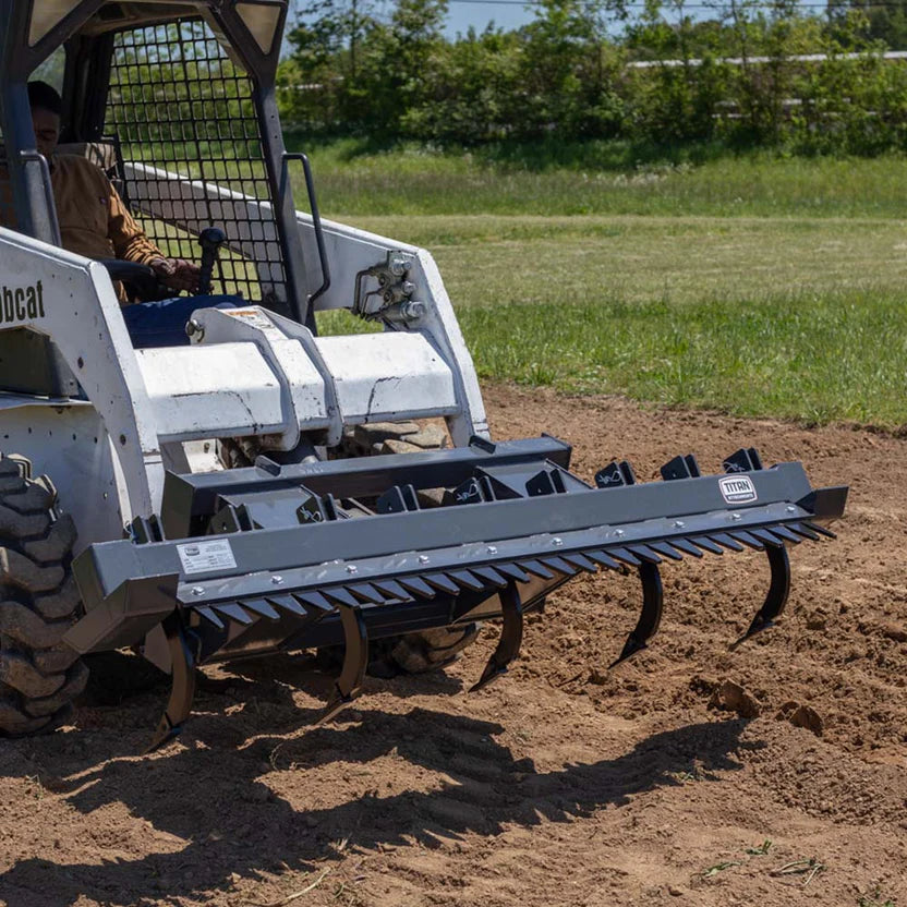 Titan Attachments Ripper Scarifier | Heavy-Duty Soil Conditioner | 72" Ripping Width | 5–9 Tines | 2"–9" Adjustable Spacing | Oil Flow Range 13–25 GPM | For Skid Steers