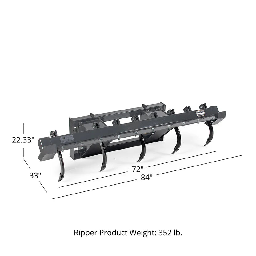 Titan Attachments Ripper Scarifier | Heavy-Duty Soil Conditioner | 72" Ripping Width | 5–9 Tines | 2"–9" Adjustable Spacing | Oil Flow Range 13–25 GPM | For Skid Steers