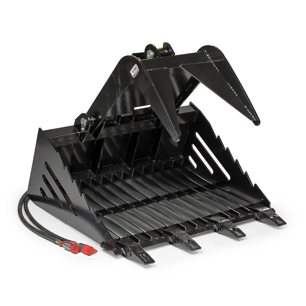 Titan Attachments Skeleton Rock Grapple Rake | Overall Width 40.5" inches | Hydraulic Flow 11-20 GPM | For Mini Skid Steer