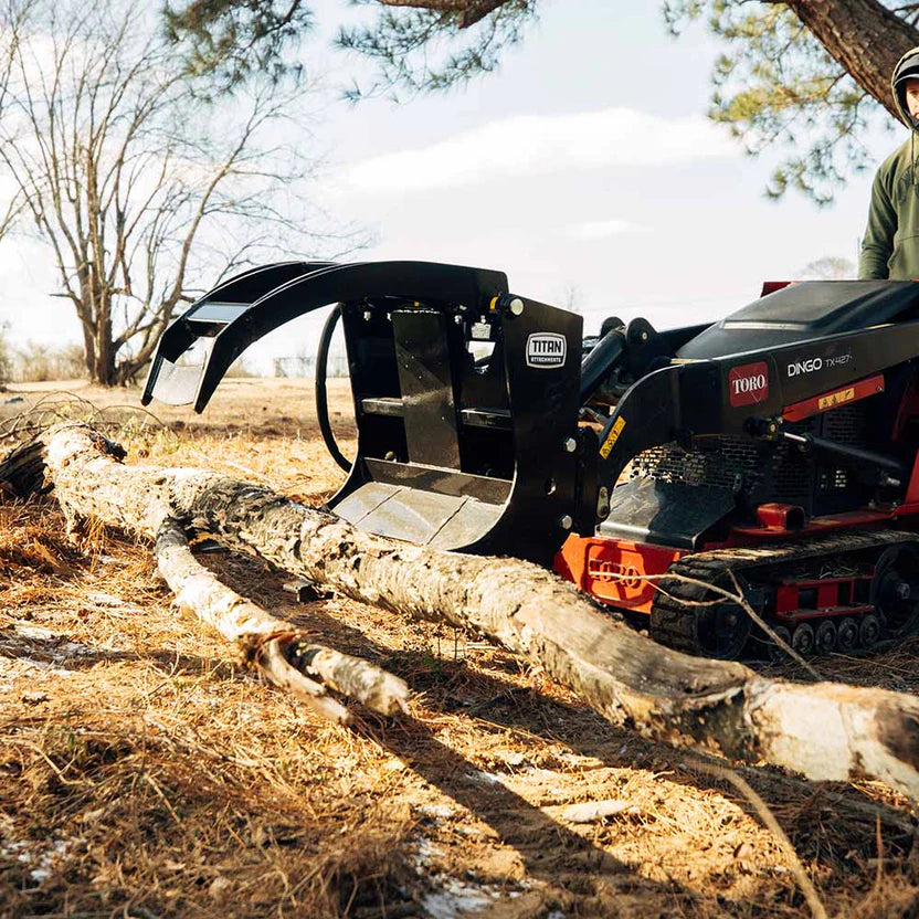 Titan Attachments Log Grapple | 26" Width | 42" Jaw Opening | 3,000 PSI Cylinder | 6–12 GPM Oil Flow | For Mini Skid Steers
