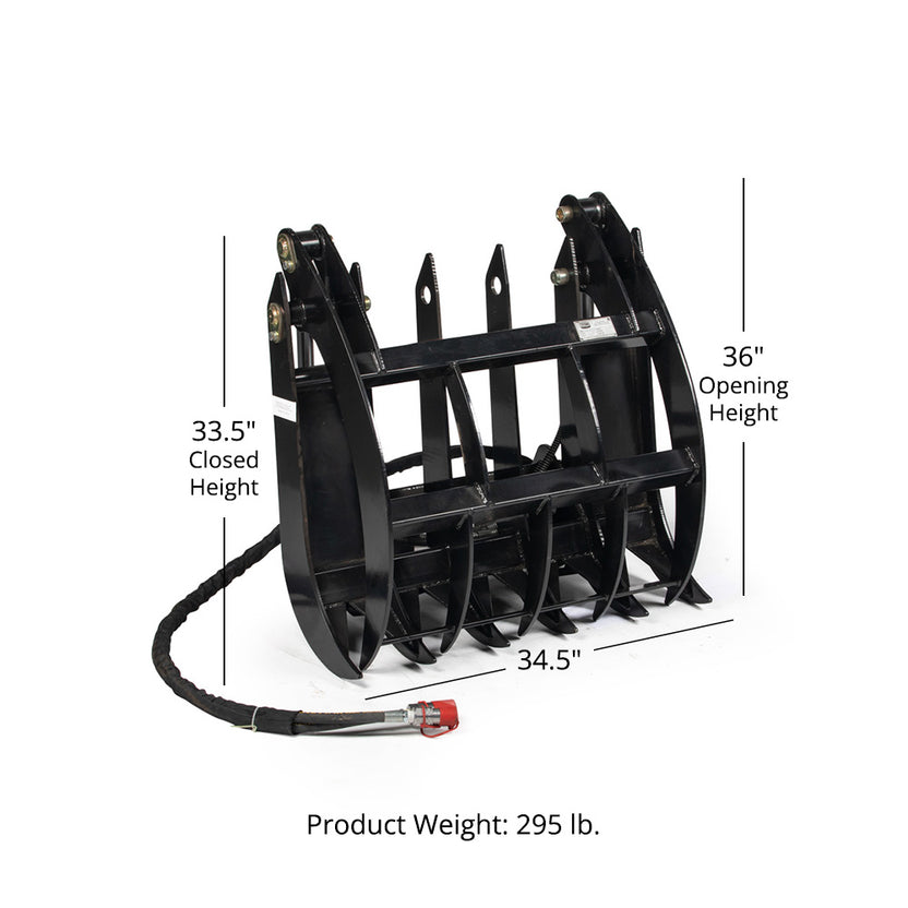 Titan Attachments Root Grapple Rake | Overall Width 34" Inches | Hydraulic Flow 11-20 GPM | For Mini Skid Steers