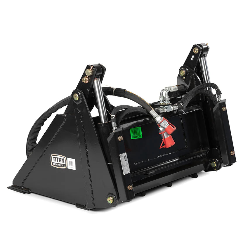 Titan Attachments Combo Bucket | 4-in-1 Multi-Function | 35" Width | 850 lb Capacity | Oil Flow Range 8–12 GPM | For Mini Skid Steers