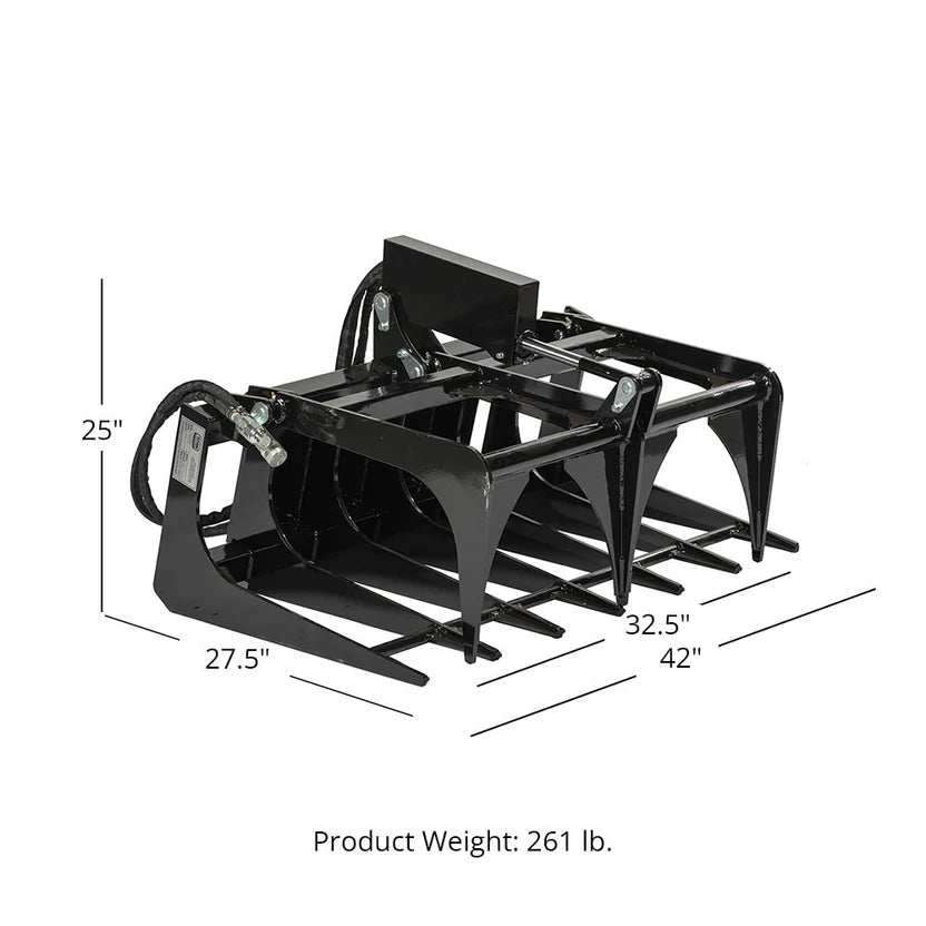 Titan Attachments Root Grapple | 42" Width | 24" Jaw Opening | Skeleton Bottom | 6–12 GPM Oil Flow | For Mini Skid Steers