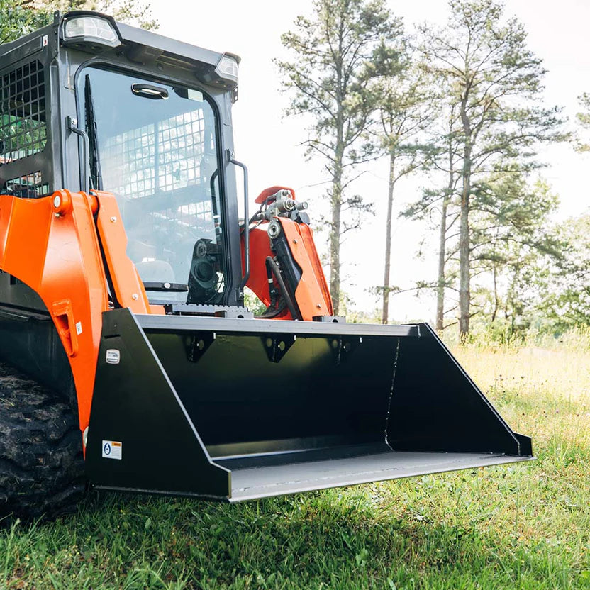 Titan Attachments Dirt Bucket | Reinforced 3/16" Steel | 60"–84" Width | 370–700 lb | 12–25 GPM Oil Flow | For Skid Steers