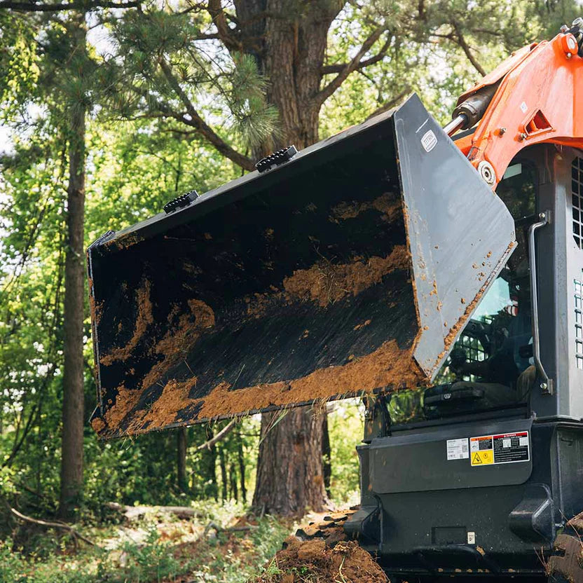 Titan Attachments Dirt Bucket | Reinforced 3/16" Steel | 60"–84" Width | 370–700 lb | 12–25 GPM Oil Flow | For Skid Steers