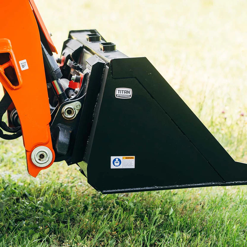Titan Attachments Dirt Bucket | Reinforced 3/16" Steel | 60"–84" Width | 370–700 lb | 12–25 GPM Oil Flow | For Skid Steers