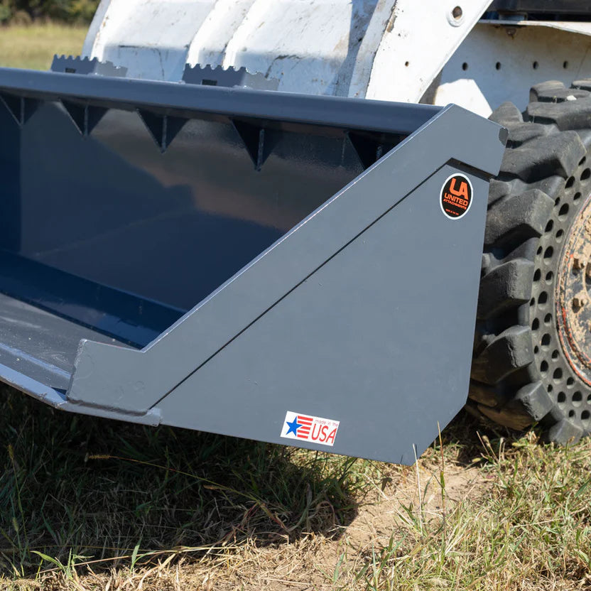 Titan Attachments Dirt Bucket | Bolt-On 1″ Edge | 5′–6′ Widths | 360–410 lb | Oil Flow Range 15–25 GPM | For Skid Steers