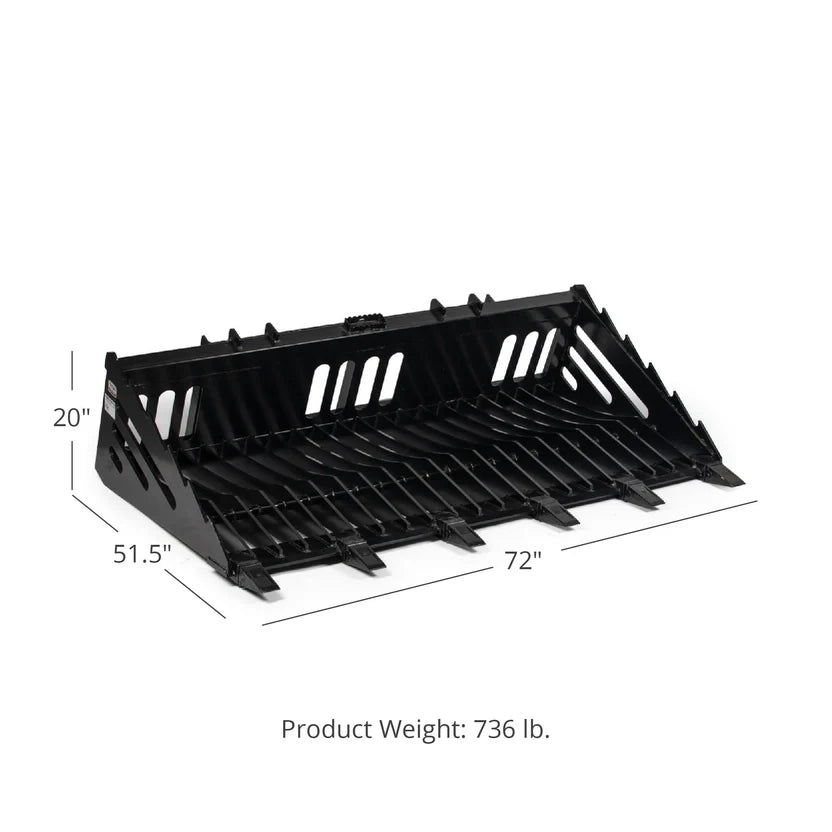Titan Attachments Skeleton Rock Bucket | 3" Tine Spacing | 562–772 lb | Oil Flow 12–25 GPM | For Skid Steers