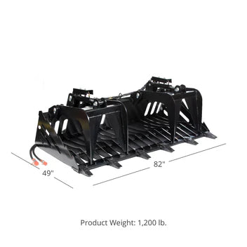 Titan Attachments Skeleton Rock Bucket Grapple Rake | Overall Width 72" & 82" Inches | Hydraulic Flow 11-20 GPM | For Skid Steers