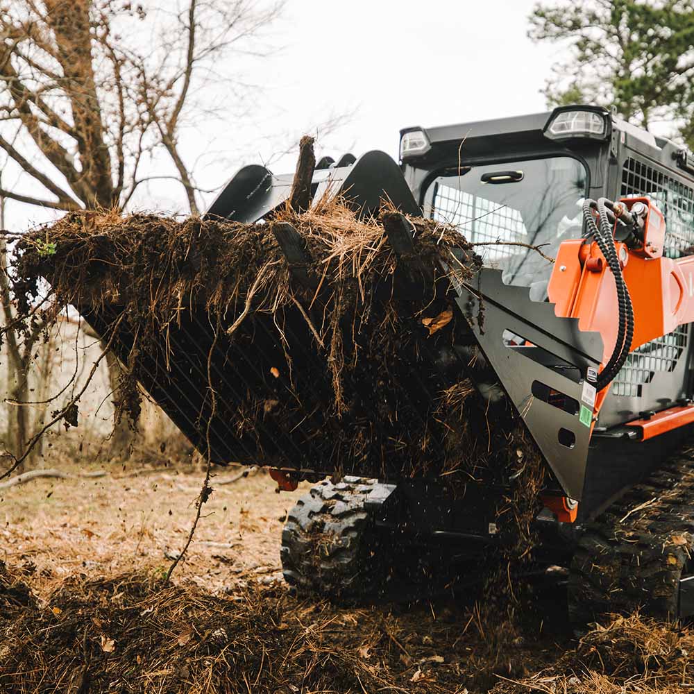 Titan Attachments Fine Grade Skeleton Rock Grapple Rake | Width 60", 72" & 82" inches | Hydraulic Flow 11-20 GPM | For Skid Steers