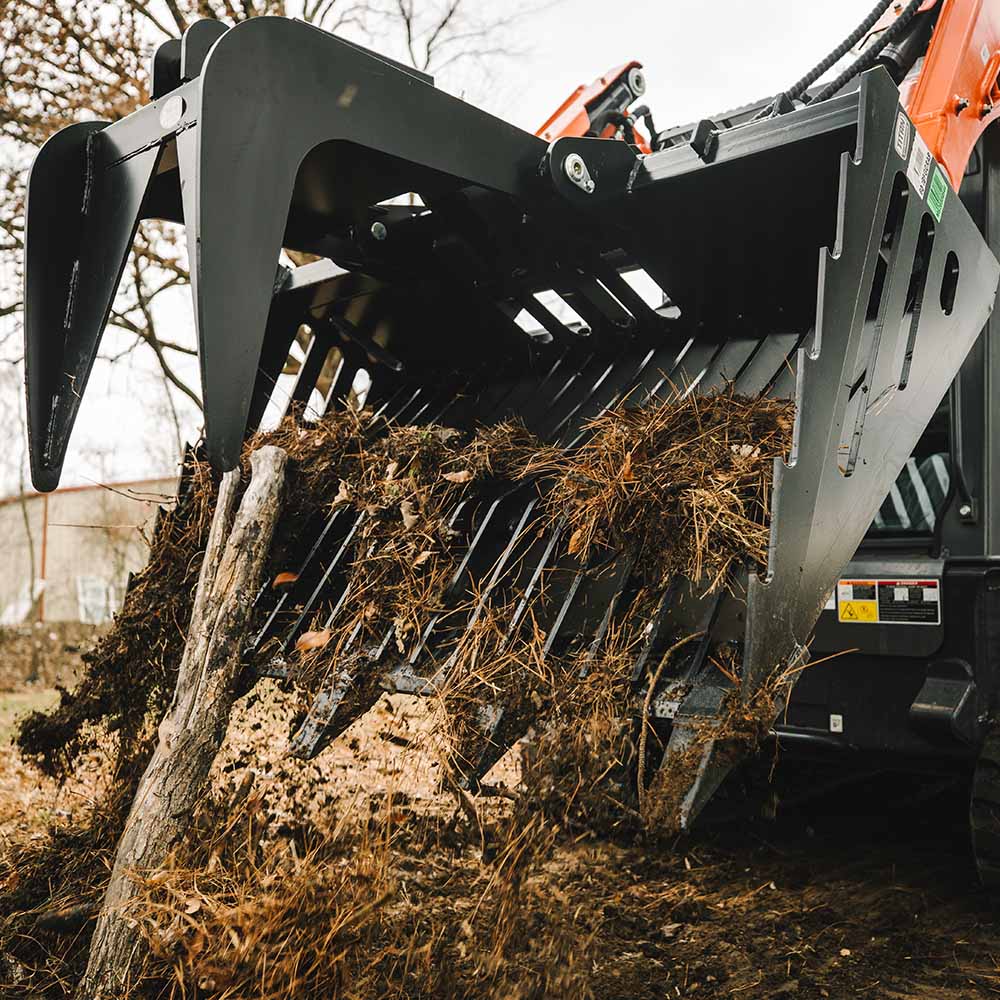 Titan Attachments Fine Grade Skeleton Rock Grapple Rake | Width 60", 72" & 82" inches | Hydraulic Flow 11-20 GPM | For Skid Steers