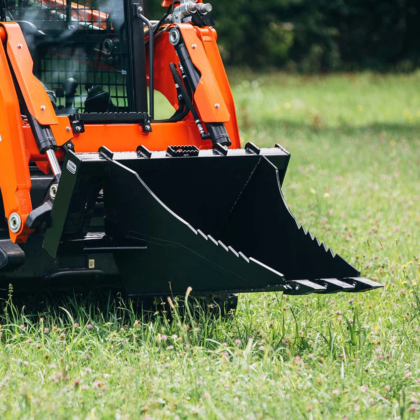 Titan Attachments Stump Bucket | Extreme HD | 0.5" Serrated Edge | 46" Width | Oil Flow Range 10–25 GPM | For Skid Steers