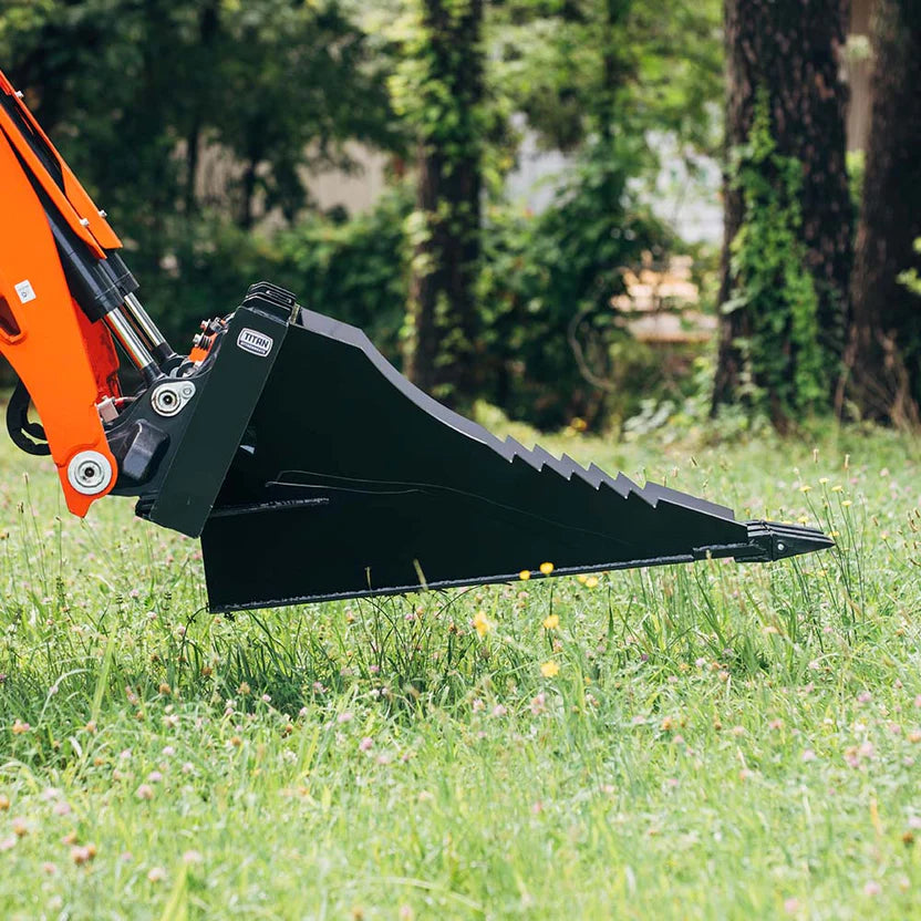Titan Attachments Stump Bucket | Extreme HD | 0.5" Serrated Edge | 46" Width | Oil Flow Range 10–25 GPM | For Skid Steers