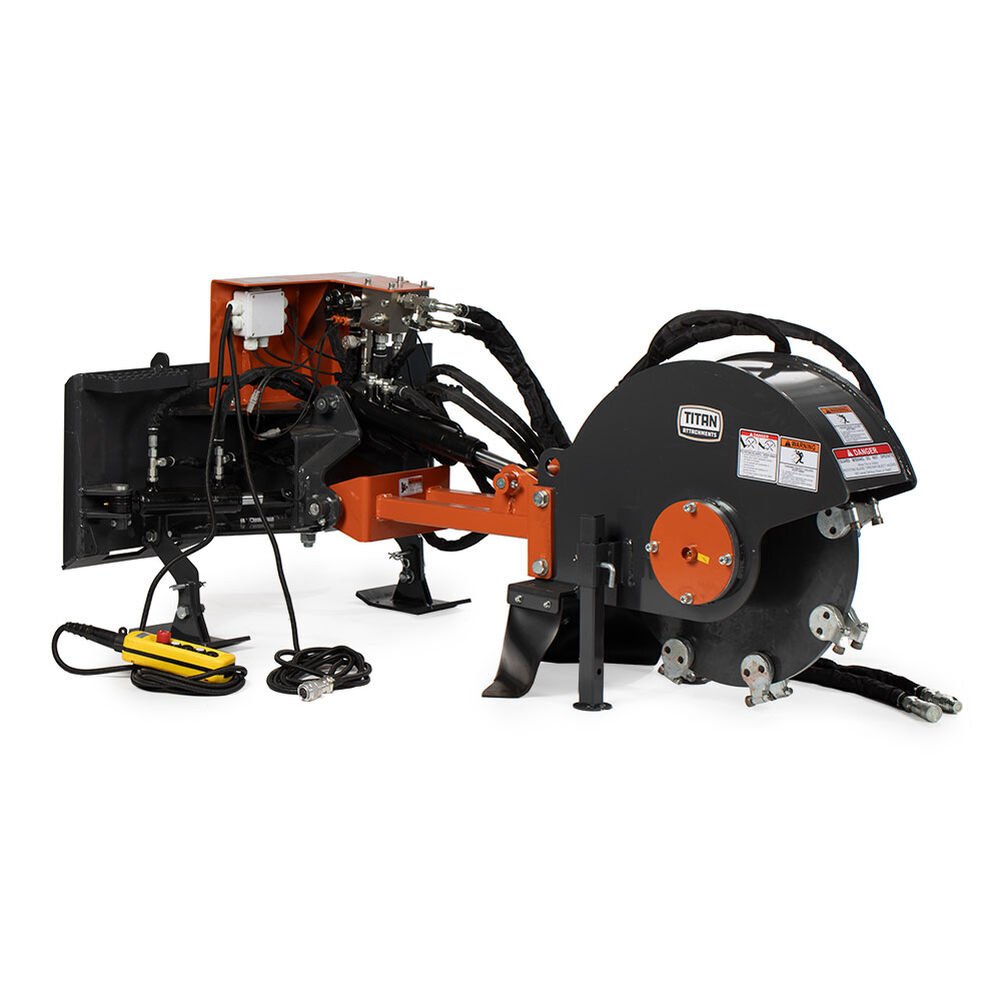 Titan Attachments Stump Grinder V2 | 16 Number of Cutting Teeth | For Skid Steer