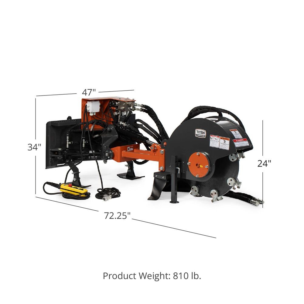 Titan Attachments Stump Grinder V2 | 16 Number of Cutting Teeth | For Skid Steer
