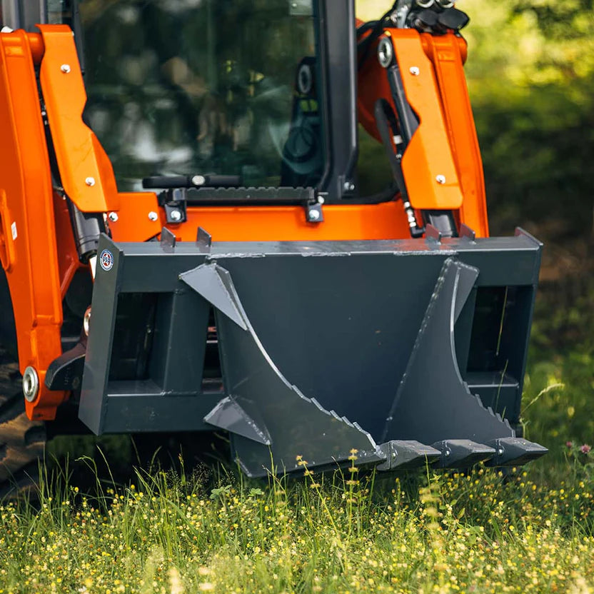 Titan Attachments Stump Bucket | Serrated 0.5" Blade | 45" Width | Oil Flow Range 12–22 GPM | For Skid Steer Loaders