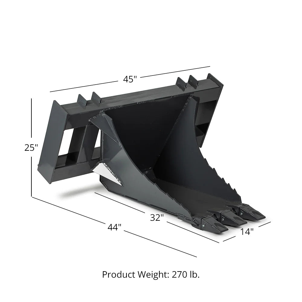 Titan Attachments Stump Bucket | Serrated 0.5" Blade | 45" Width | Oil Flow Range 12–22 GPM | For Skid Steer Loaders