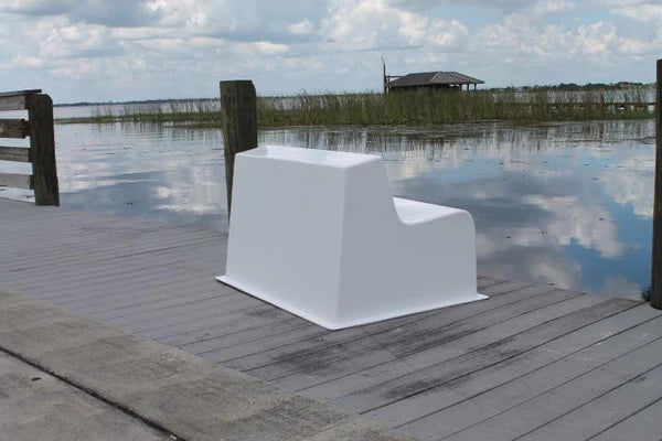 RIO MARINE CUSTOMS | Fiberglass Bench Seat | Model CMBS01 | 43"L x 30"D | UV-Resistant Gelcoat | For Boats, Docks & Patios