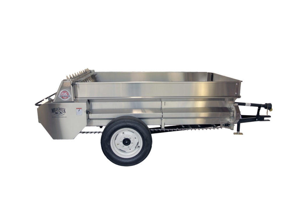 Millcreek | Full-Size Stainless Steel Manure Spreader | Models 97SS & 127SS | Width 55″ To 62.5″ | Horsepower 25 To 28 HP | For Tractor