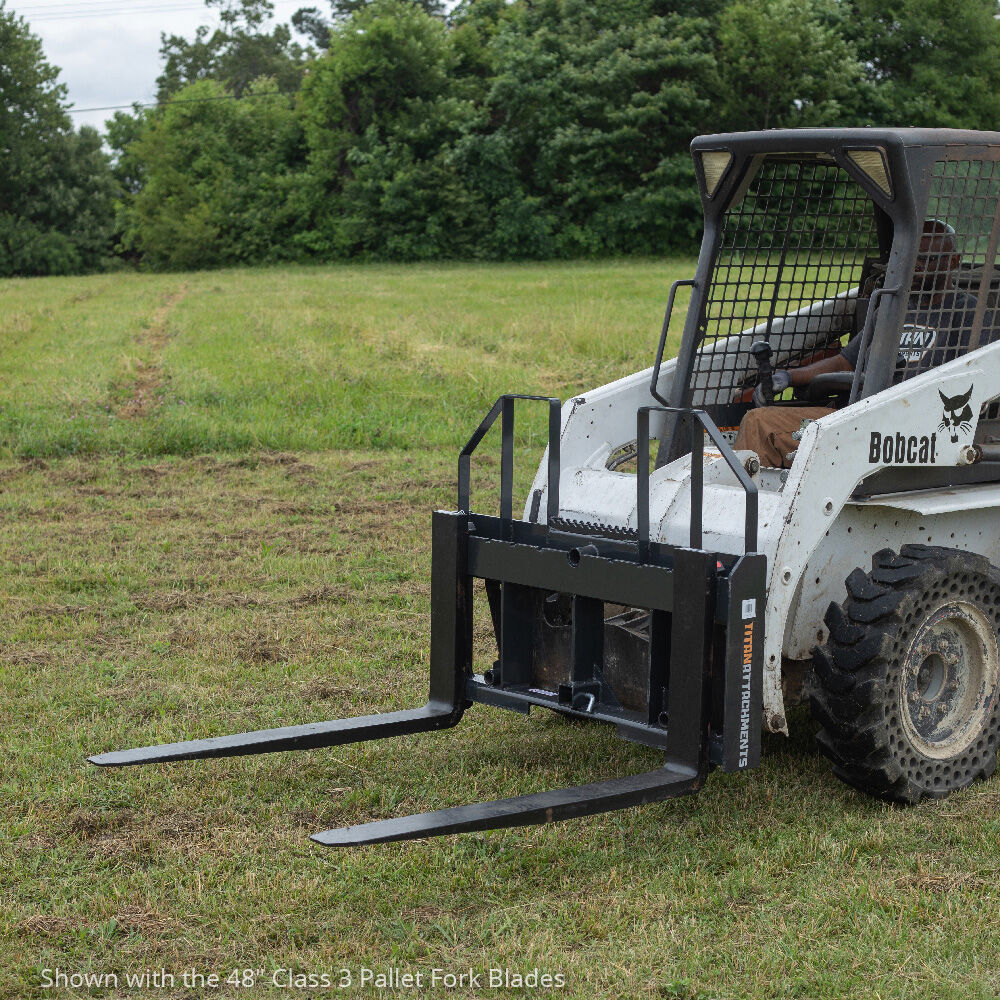 Titan Attachments Class 3 Step-Through Pallet Fork | 7,500 lb Frame | 48″–72″ Fork Blades | Oil Flow 10–25 GPM | For SSQA Skid Steers