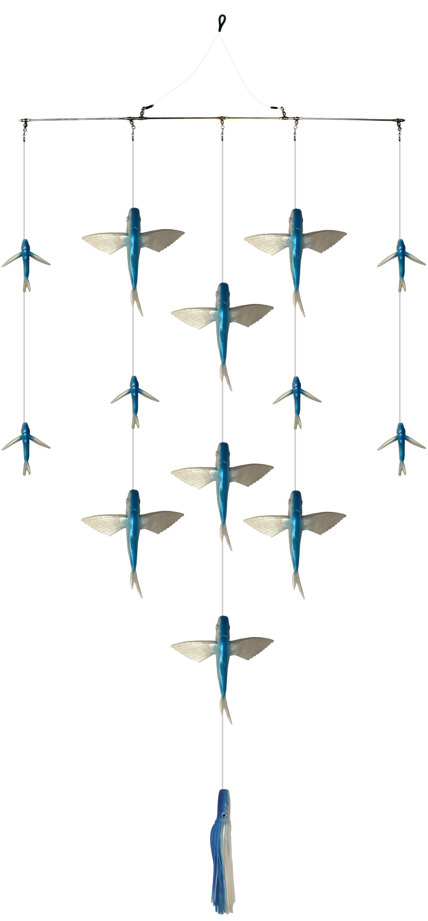 Fish Razr Tackle Flying Fish Spreader Bar Kit | Length 36" (Braced Spreader Bar) + 5' Center Drop | For Targeting Tuna & Other Pelagic Game Fish