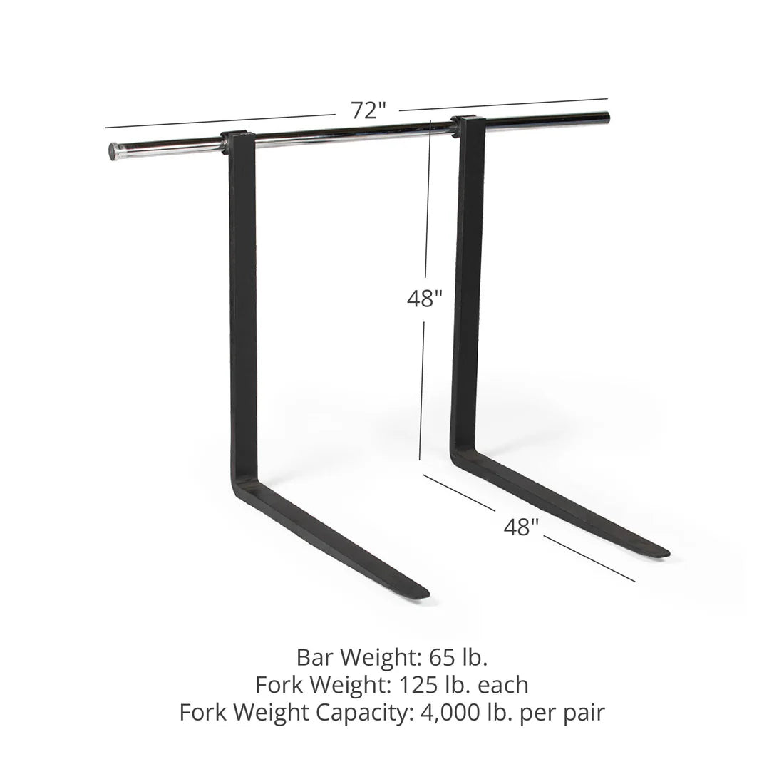 Titan Attachments Over-the-Bucket Fork Kit | 3″ Width x 1.5″ Thick | 4,000 lb Rated | 48″ x 48″ Forks | Fits 42″ Bucket Opening | 45–90 HP | For Tractor Loaders