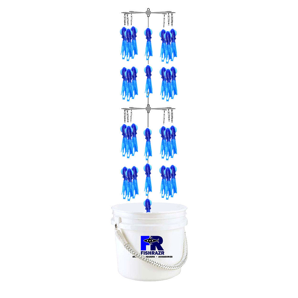 Fish Razr Tackle Bucket Dredge With (66) Phat Squid | Two-Tier Bucket Dredge