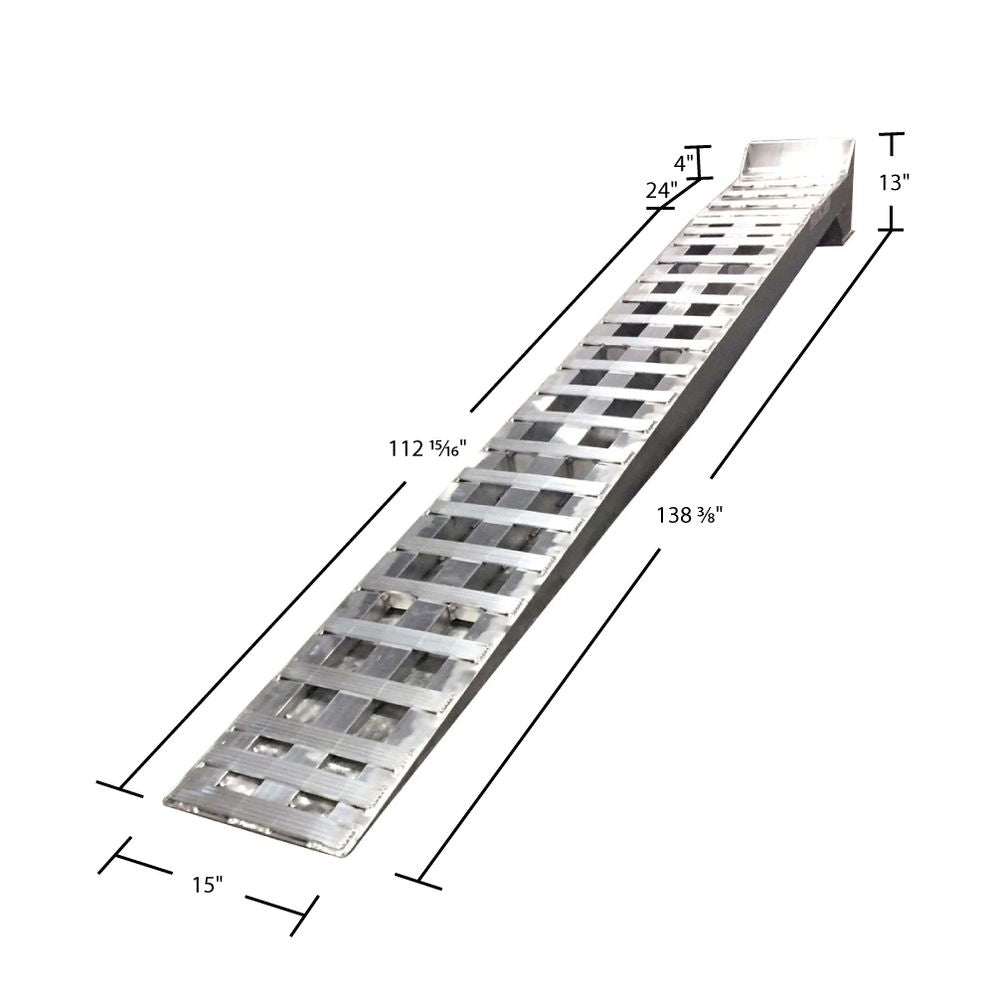 Heavy Duty Ramps Aluminum Low-Profile Semi-Truck Service Ramps | Model 15-15-137-RISER | Size 11.5' L x 15" W | 15,000 lb. per Axle | Horsepower 23 HP | For -Trucks & Freightliner Cascadia