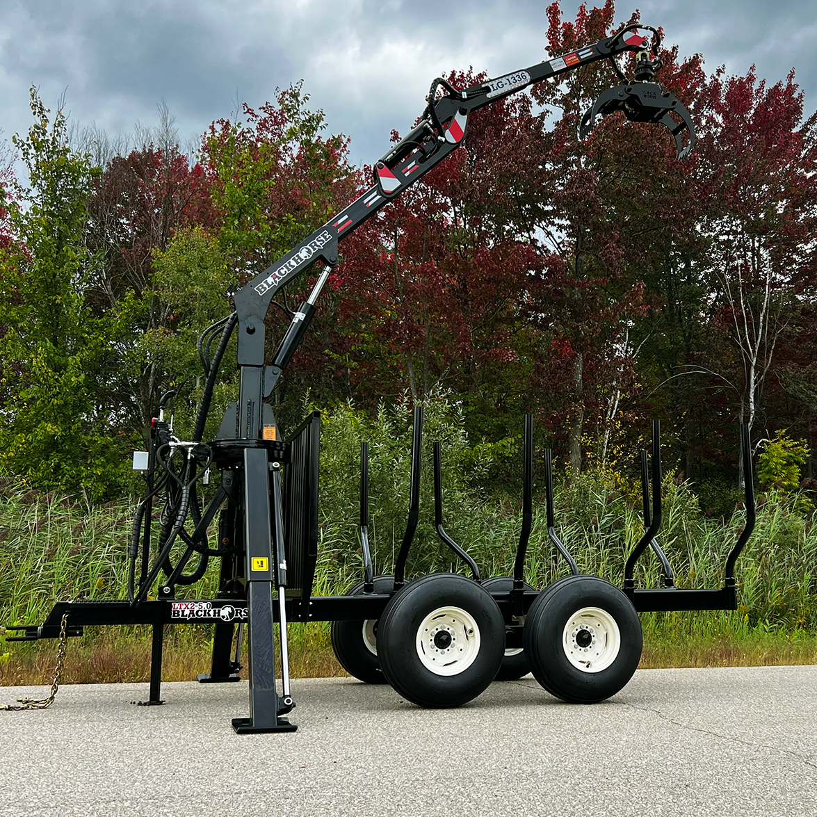 Black Horse | Model LTX2-3.0 Forestry Trailers With Model LG-1131 Log Loaders | For 30 HP Tractors