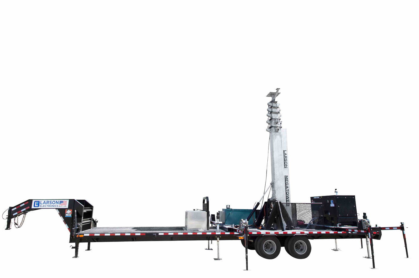 Larson Electronics 112' Hydraulic Megatower™ Mast - 33' Trailer - 20KW Genset - Auto Retract - Mounting Platform