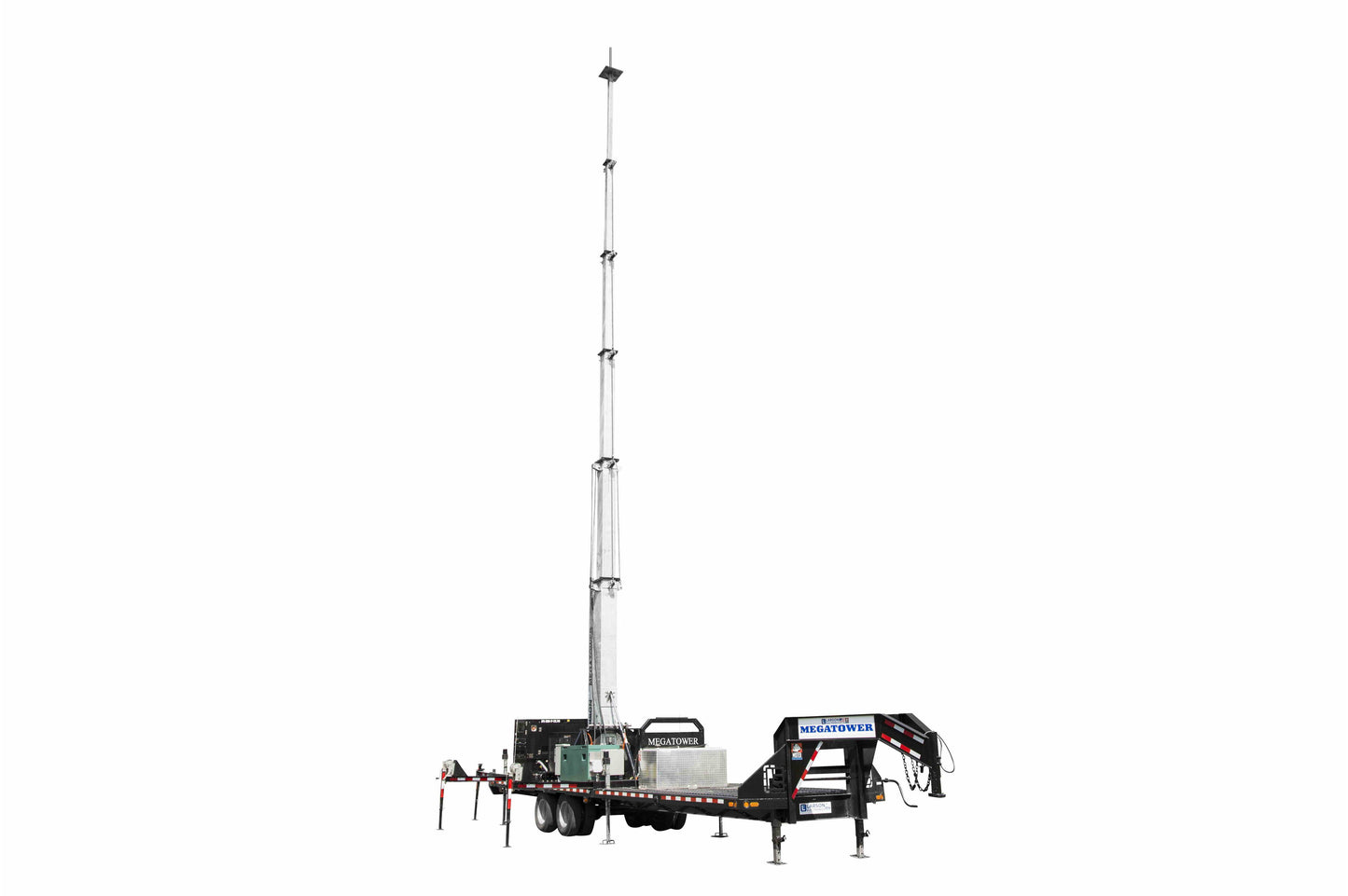 Larson Electronics 112' Hydraulic Megatower™ Mast - 33' Trailer - Red LED Strobe Light, Antenna Mount - Auto Retract