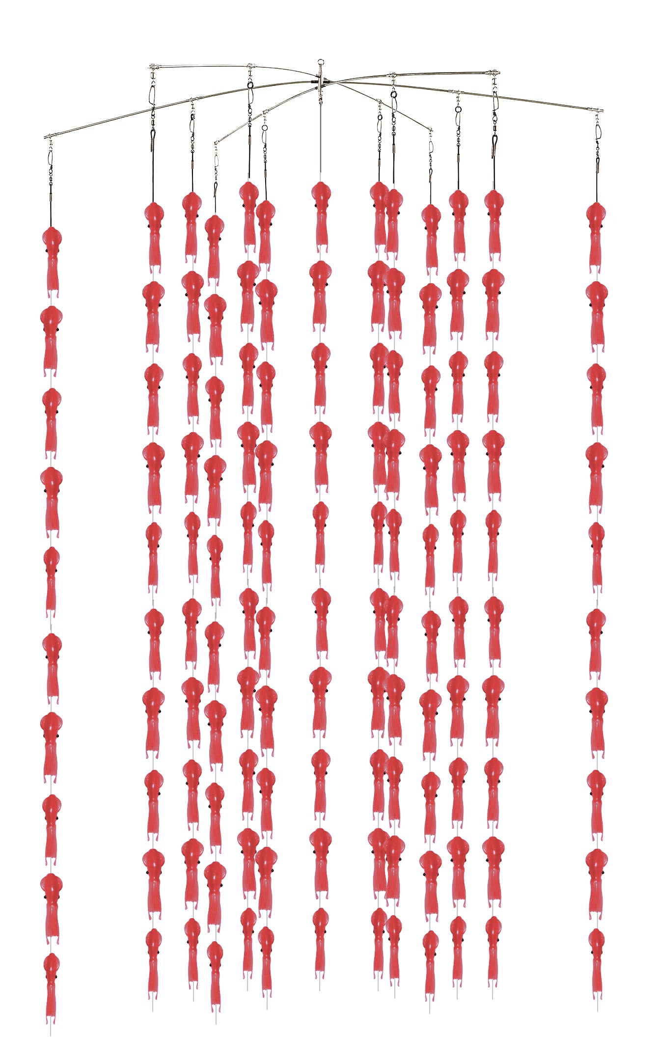 Fish Razr Tackle Dredge With 130 Phat Squid | 38" heavy-duty Dredge Bar | 130 5.25" Phat squid Squid Count