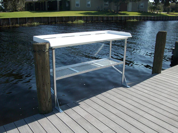 RIO MARINE CUSTOMS | Dock Overhang Fish Cleaning Table | Model FCS68-2 | 68" W x 24" D | Space-Saving Design | Side-Mount Dock