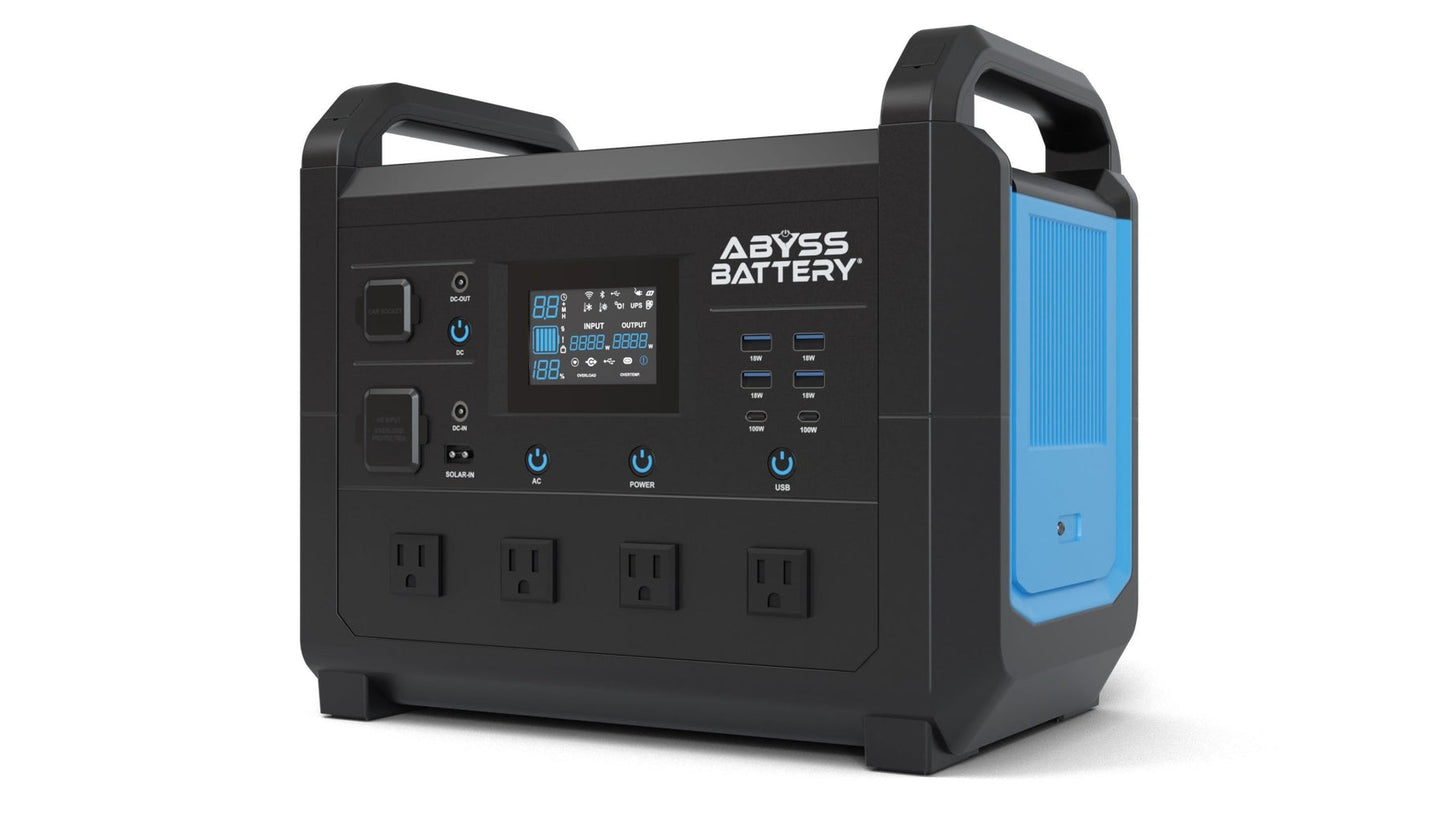ABYSS® | AB-1600W | Portable Power Station | Nominal Power 1600W / 1536Wh | LiFePO4 Battery | For Camping, RVs, Home & Off-Grid Adventures