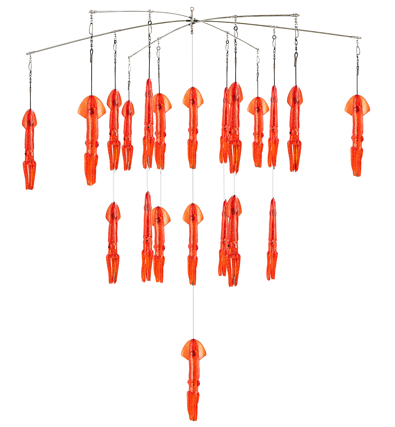 Fish Razr Tackle Compact Dredge With 21 (9") Squid | 28" heavy-duty Dredge Bar | 21 full-body 9" squids Squid Count