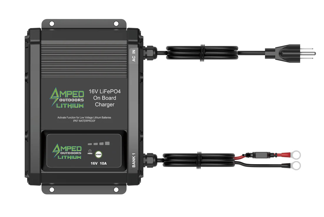 Amped Outdoors LiFePO4 Battery | Nominal Capacity 50Ah | Nominal Voltage 16V | With On board Charger